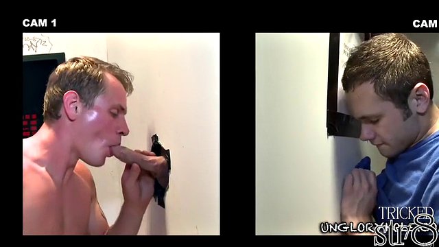 Fooled straight gets secret gloryhole gay BJ after casting