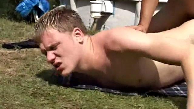 Real vintage guy deepthroating outdoor