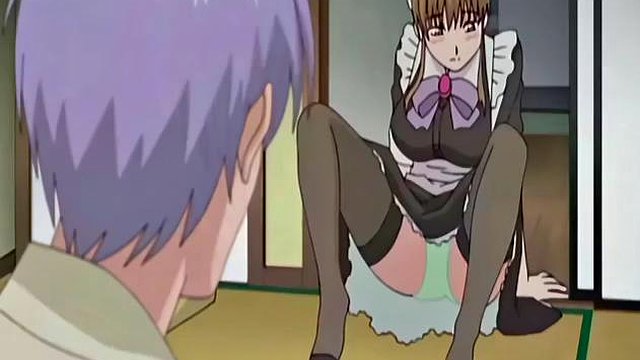 Japanese anime maid caught masturbating