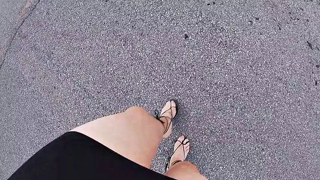 Dirty mature sissy crossdresser outdoor sunbathing flashing horny as hell wants to get caught