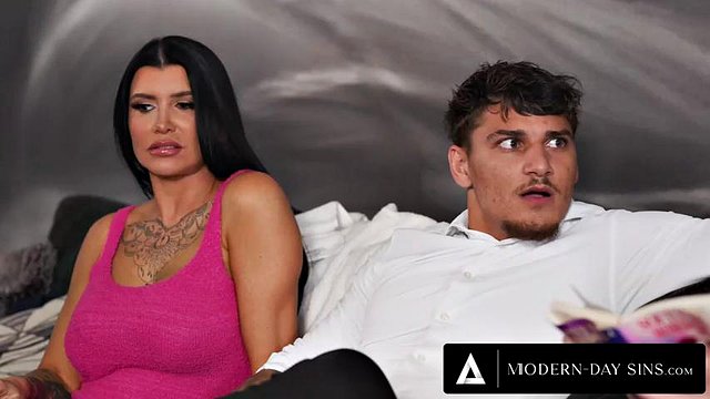 MODERN-DAY SINS - Hung Stud ROUGH FUCKS Horny StepMILF Romi Rain Next To Oblivious Wife Sophia Locke