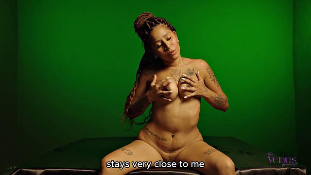 Black Ebony Bombshell with Braids Strips Totally Naked for Seductive Tease Before Exploding into Hardcore Solo P