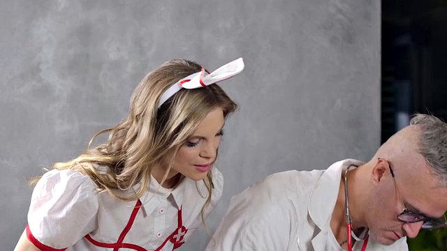 VIP4K. Naughty nurse is fucking her patient during the emergency call