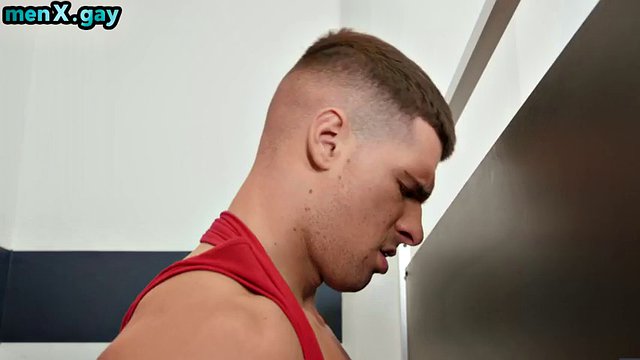 Courageous athletes fuck each other in the toilet at the glory hole in a threesome