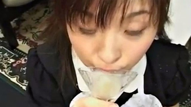 JAV maid Chiharu Moritaka swallows multiple loads