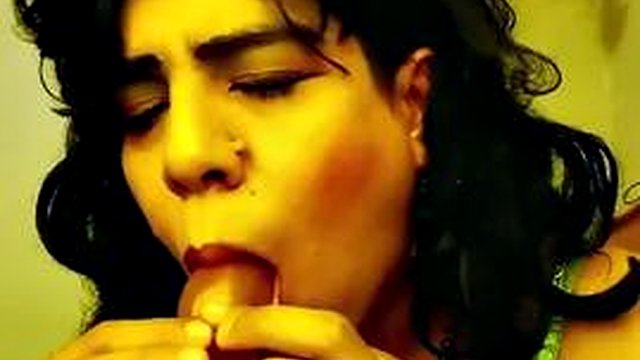 Latin crossdresser jerking off her cock