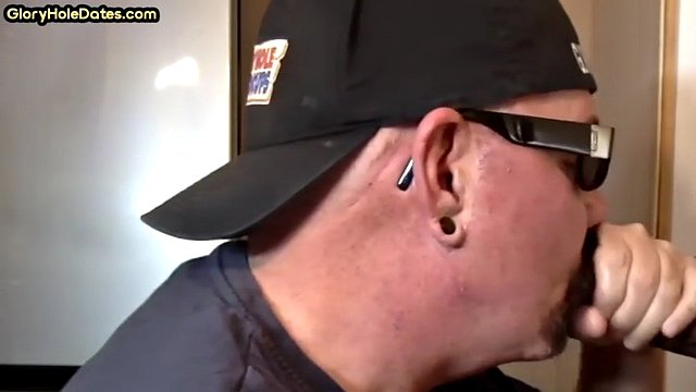 Mature gay man gets fucked at glory hole after sucking cock