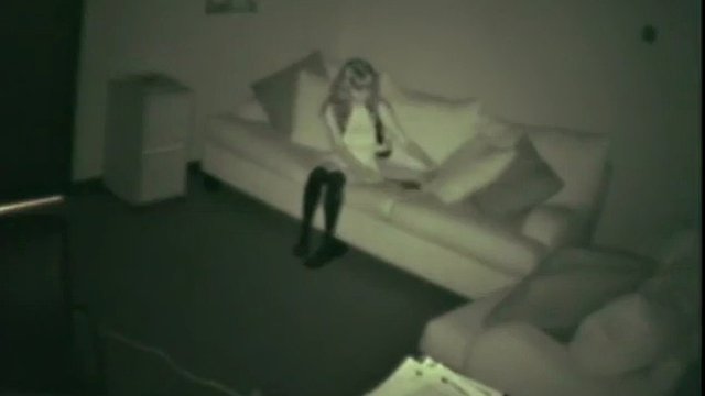Spy cam babe masturbates on couch