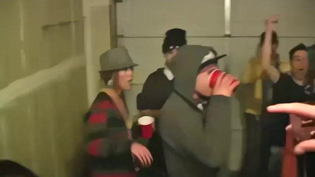 Throat and pussy banged college slut toys her clit