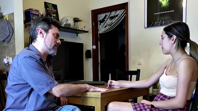 CFNM amateur teen facial sucks teacher's cock 4 best lesson